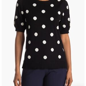 Black Polka Dot Short Sleeve Sweater